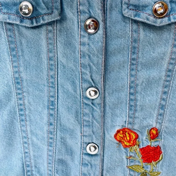 Jeans Jacket Toddler 4T Floral Embroidery - Picture 7 of 9